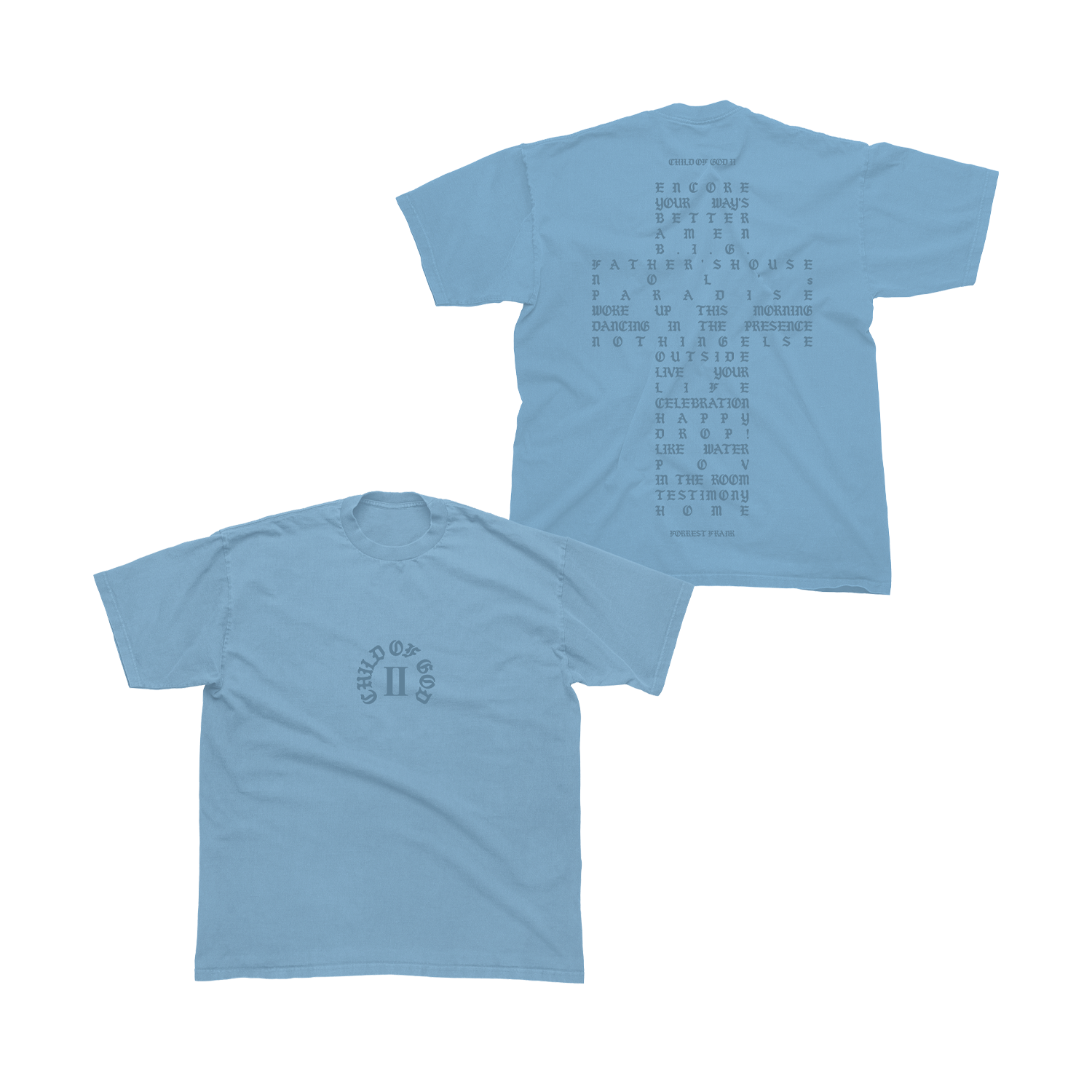 Child Of God II Cross Tracklist Blue T-Shirt